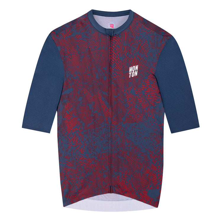 Women's Cycling Jersey Topography Crimson Navy