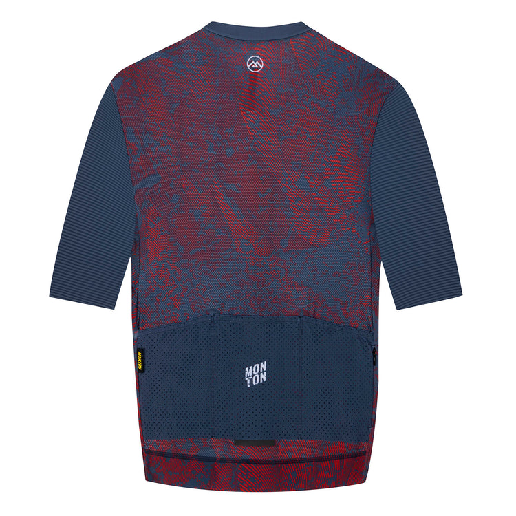 Women's Cycling Jersey Topography Crimson Navy