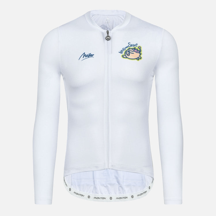 Cycling Long Sleeve Jersey Mens LifeStyle Dinosaur II White