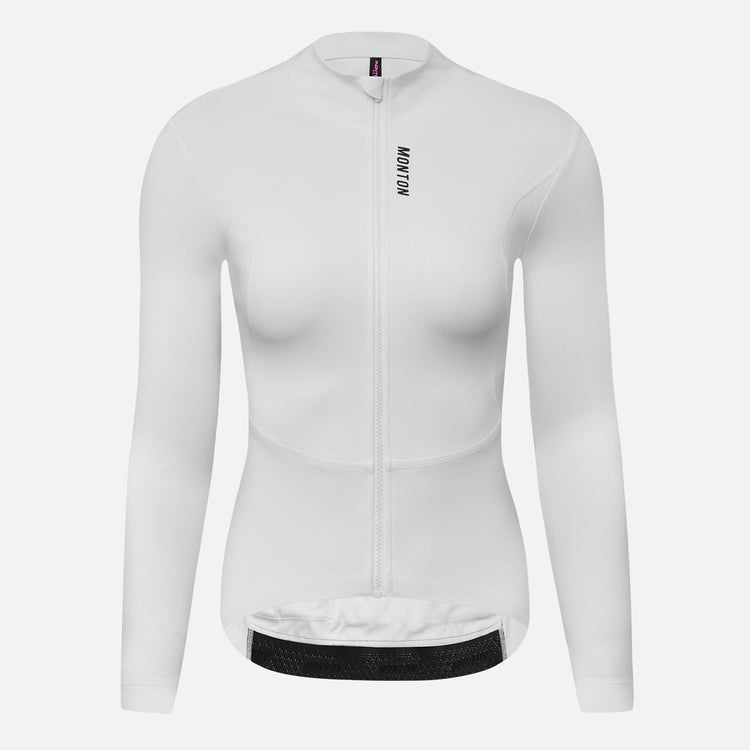 Women's Fleece LS Cycling Jersey Majin White
