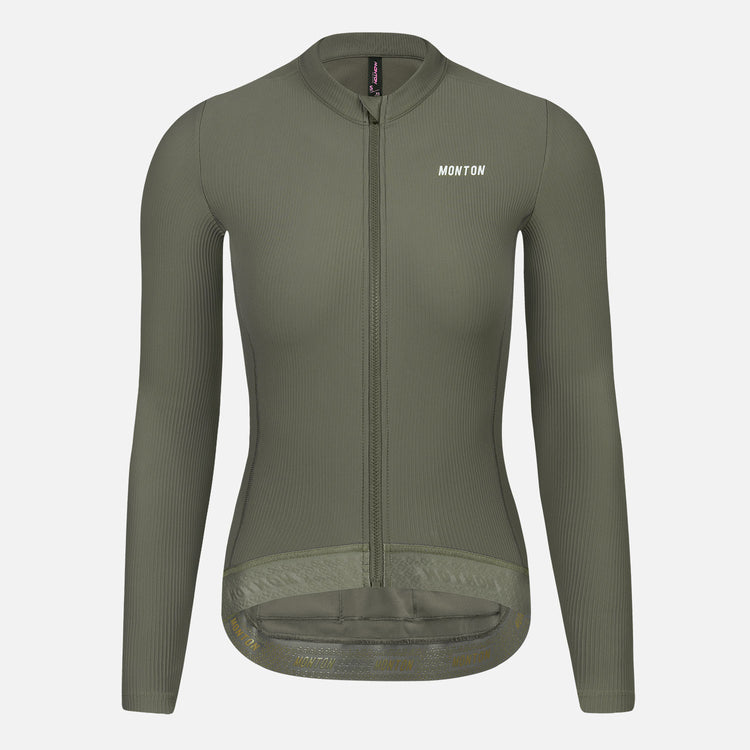 Women's Fleece LS Cycling Jersey RinRui Lunar Green