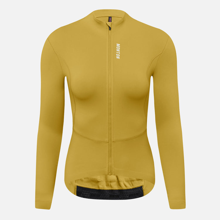 Women's Fleece LS Cycling Jersey Majin Satin Sheen Gold