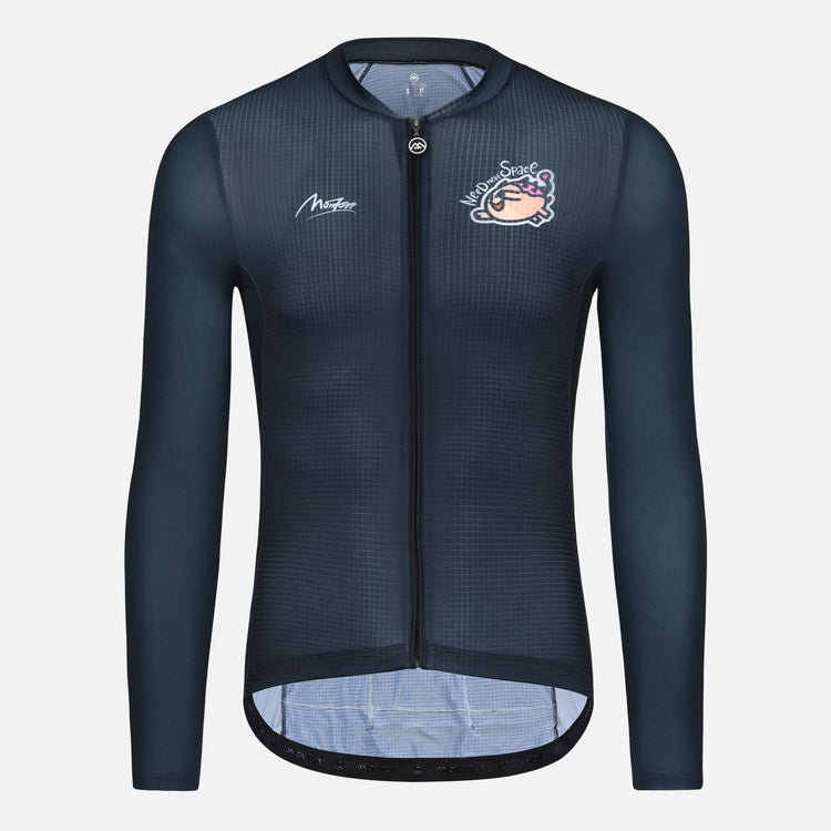 Cycling Long Sleeve Jersey Mens LifeStyle Dinosaur II Blue