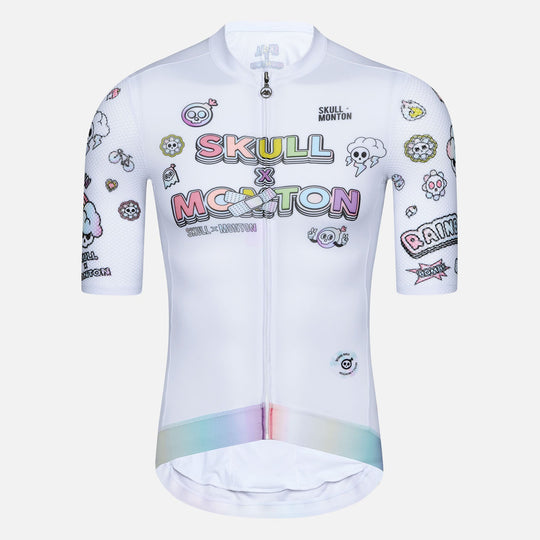 Skull Monton Cycling Jersey Mens Rainbow White