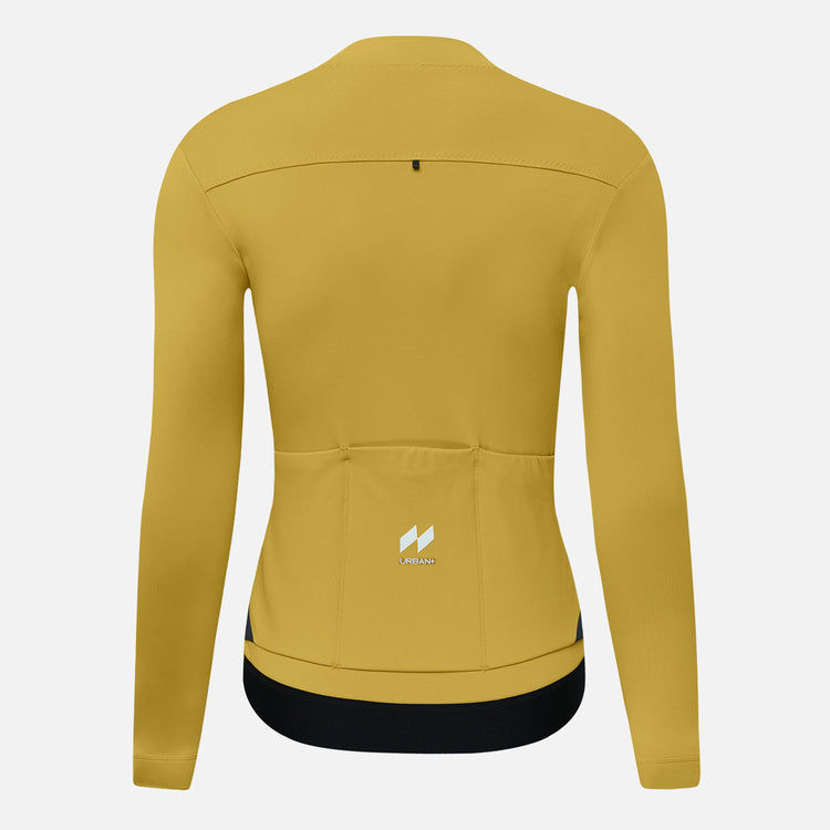 Women's Fleece LS Cycling Jersey Majin Satin Sheen Gold