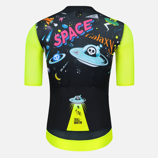 Skull Monton Cycling Jersey Mens Space Galaxy Black Yellow