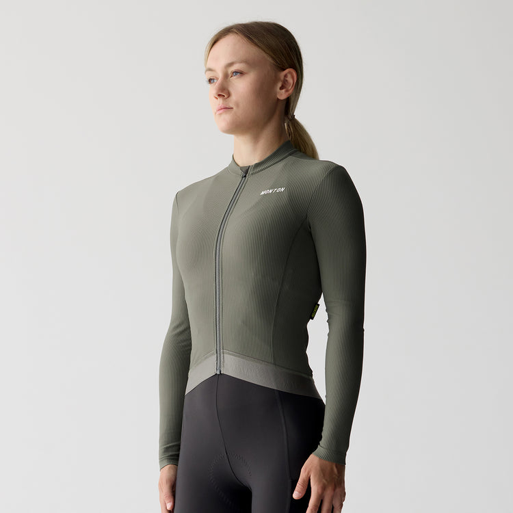 Women's Fleece LS Cycling Jersey RinRui Lunar Green