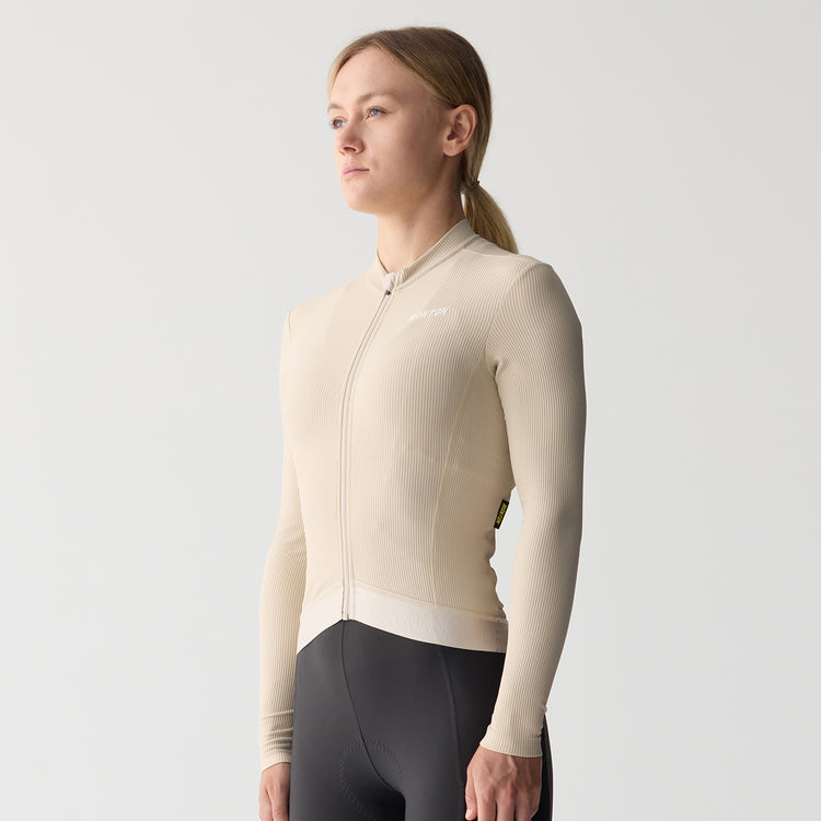 Women's Fleece LS Cycling Jersey RinRui Almond