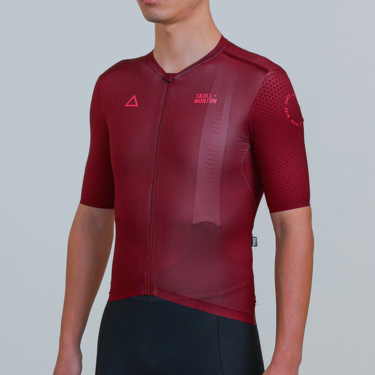 red cycling clothing