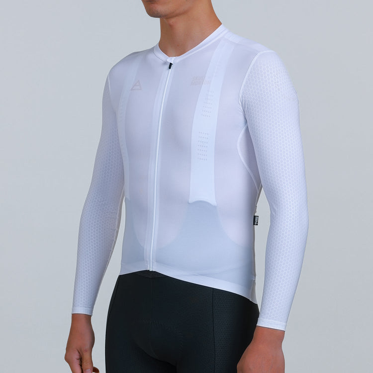 Men Long sleeve cycling jersey white
