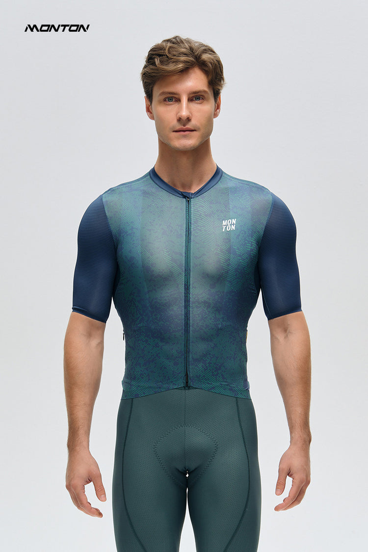 Men's Cycling Jersey Topography Forest Blue
