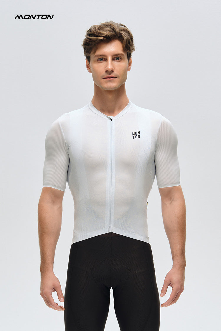 Men's Cycling Jersey Topography Glacial White