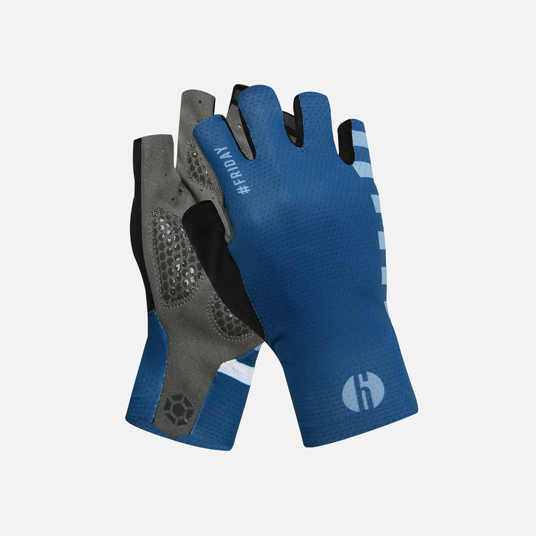 blue cycling gloves