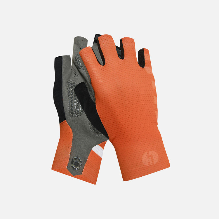 orange cycling gloves