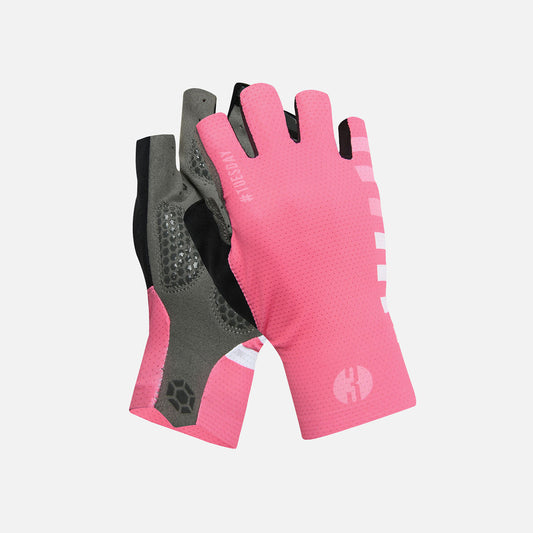 pink cycling gloves