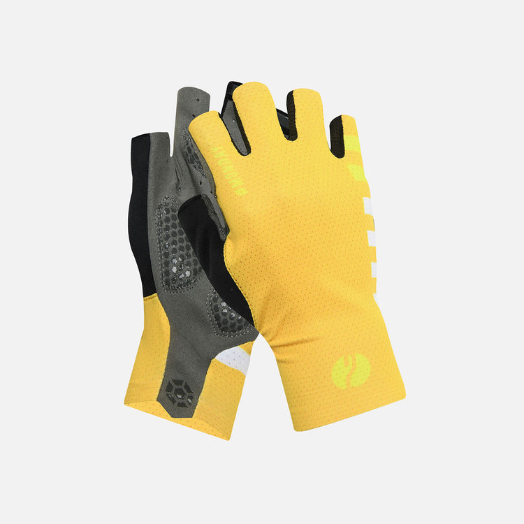 yellow cycling gloves