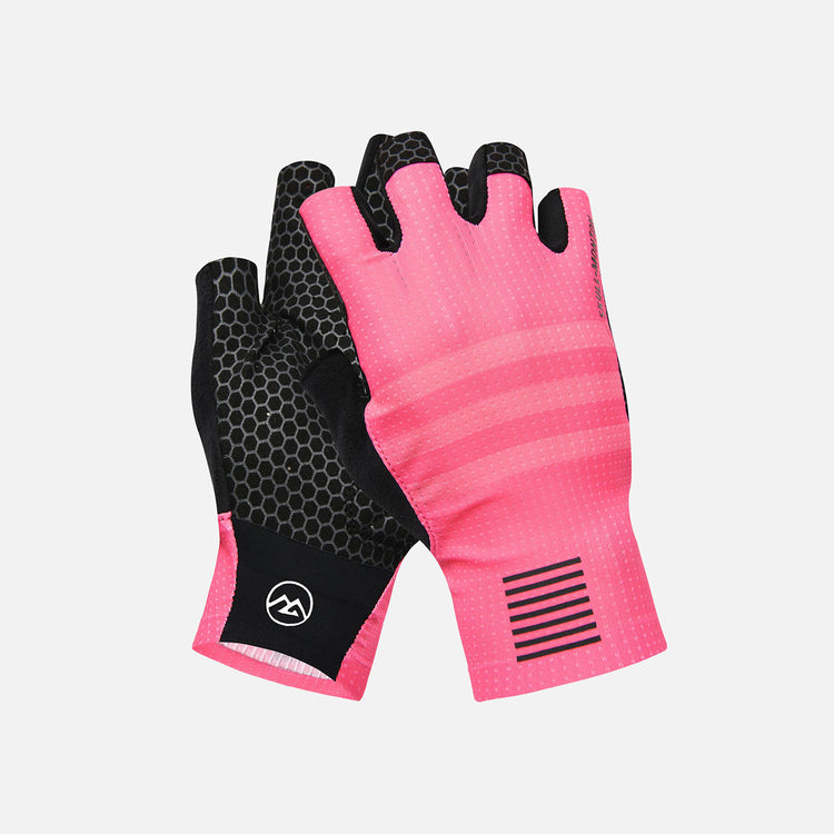 pink cycling gloves