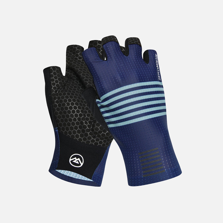 blue cycling gloves