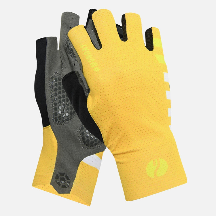 yellow cycling gloves