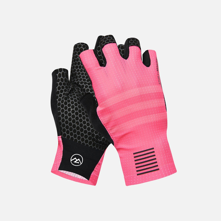 pink cycling gloves