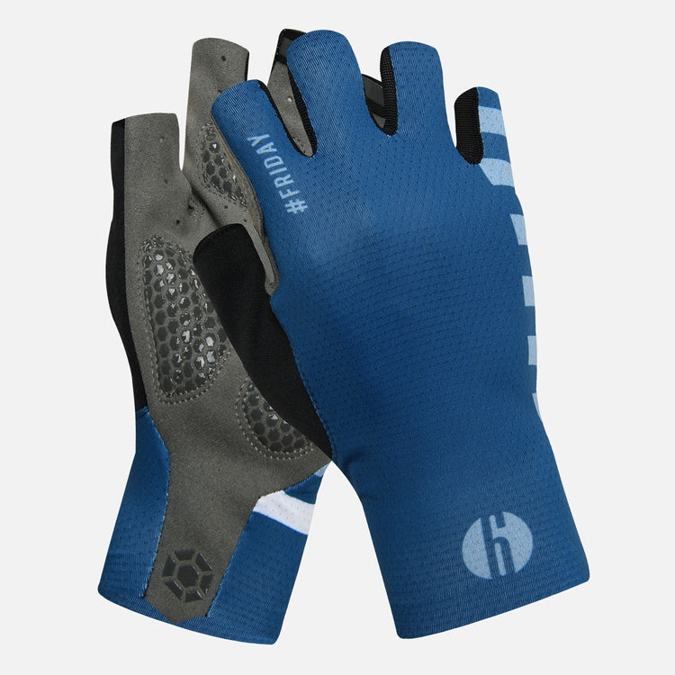blue cycling gloves