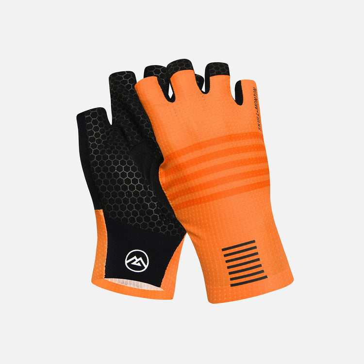 orange cycling gloves