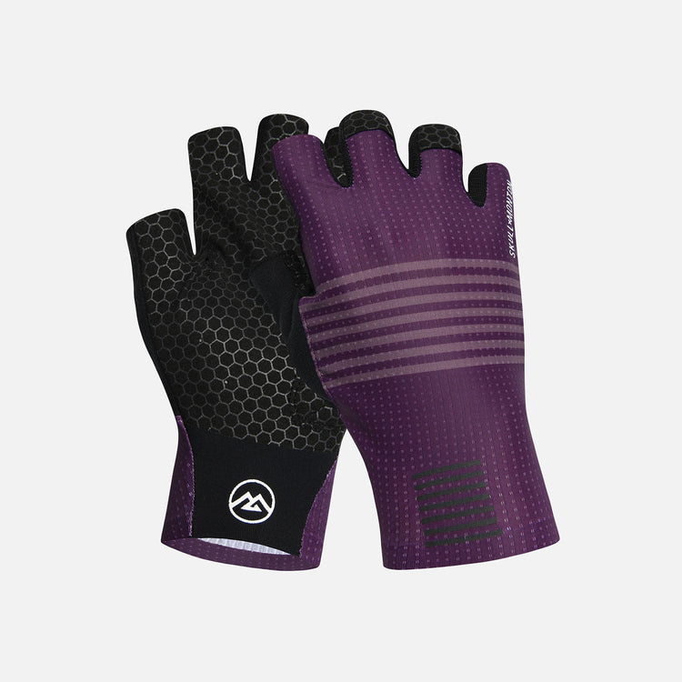 purple cycling gloves