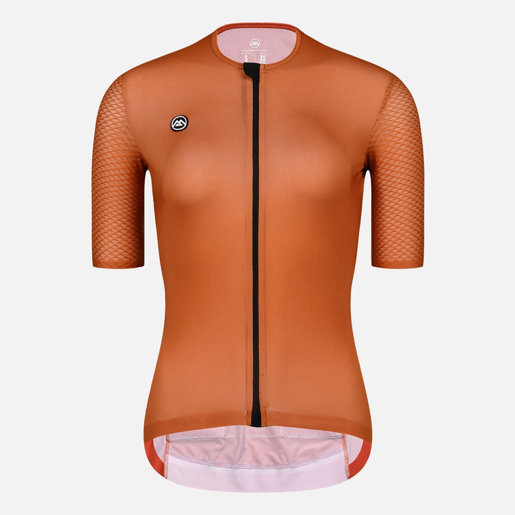 orange cycling jersey womens