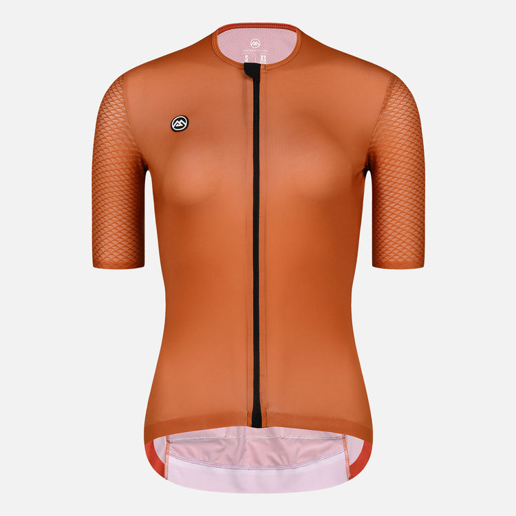 orange cycling jersey womens