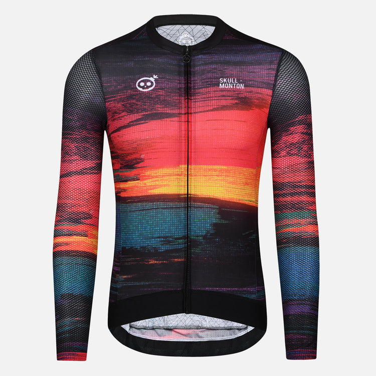 Skull Monton Cycling Long Sleeve Jersey Mens Sunset