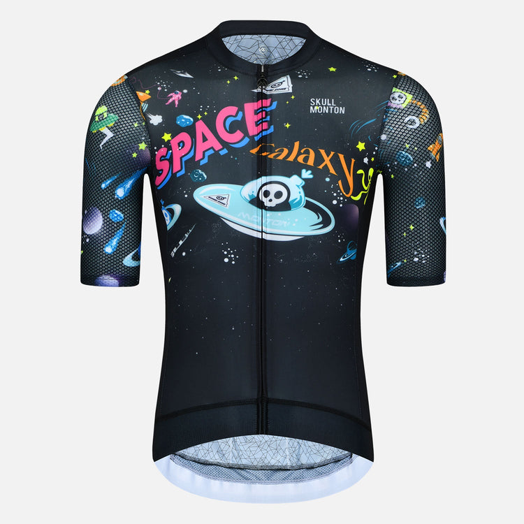 Skull Monton Cycling Jersey Mens Space Galaxy Black Yellow