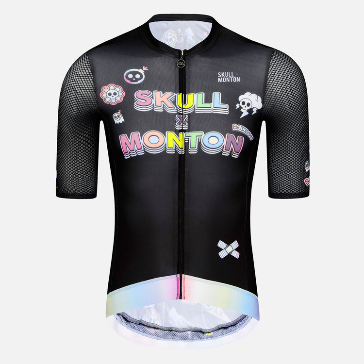 Skull Monton Cycling Jersey Mens Rainbow Cartoon Neon