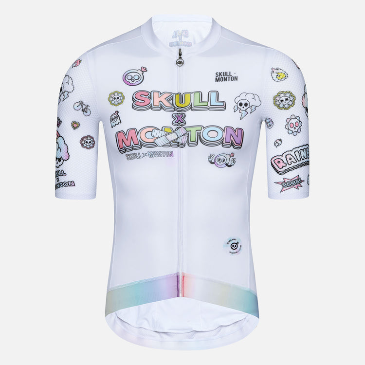 Skull Monton Cycling Jersey Mens Rainbow Cartoon Neon