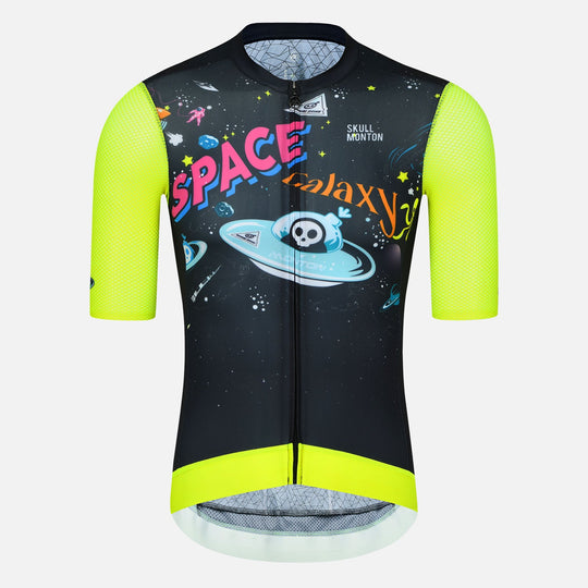 Skull Monton Cycling Jersey Mens Space Galaxy Black Yellow