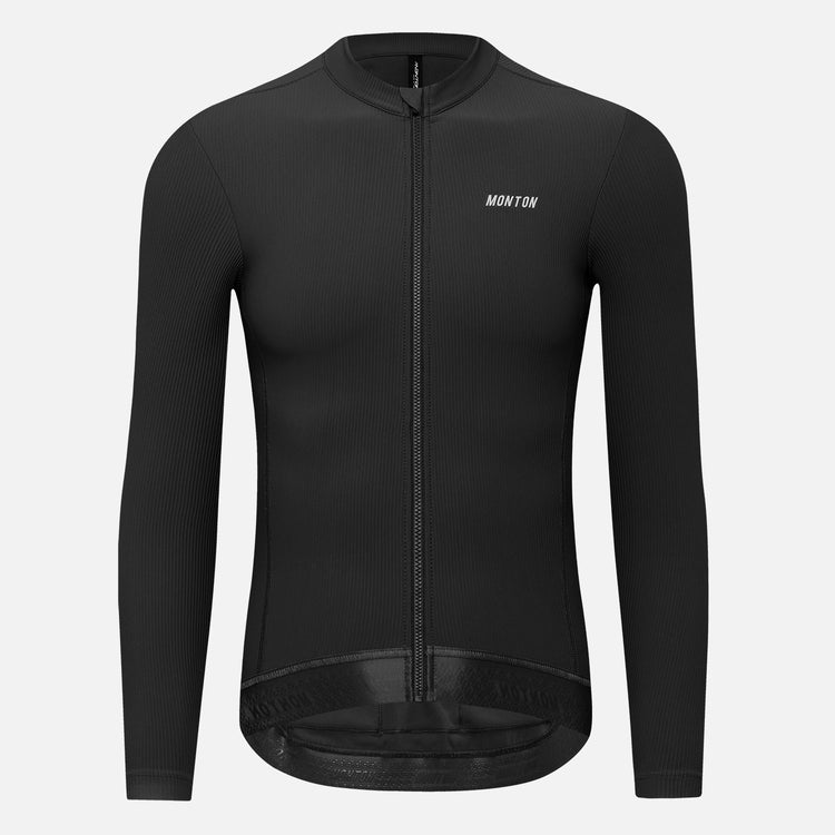 Men's Fleece LS Cycling Jersey Rinrui Black