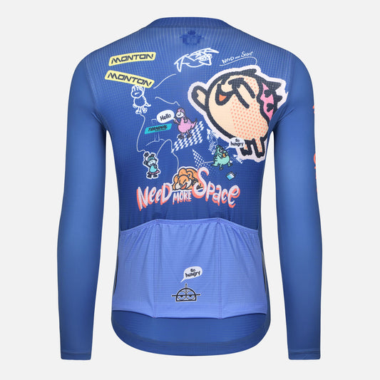 Cycling Long Sleeve Jersey Mens LifeStyle Dinosaur II Blue