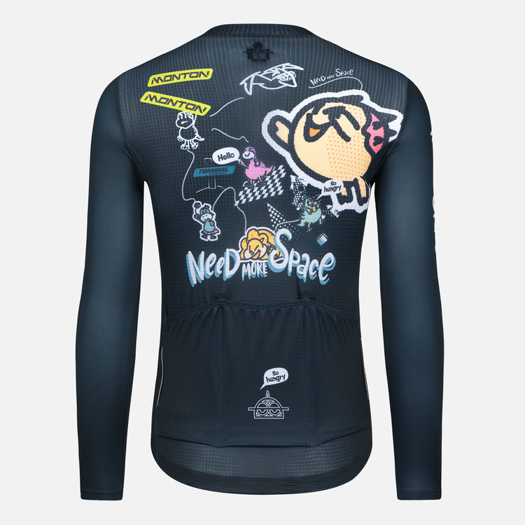 Cycling Long Sleeve Jersey Mens LifeStyle Dinosaur II Black