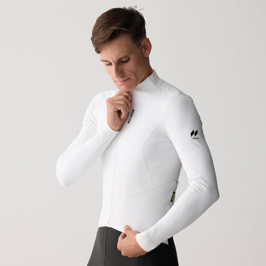 Men's Fleece LS Cycling Jersey Majin White