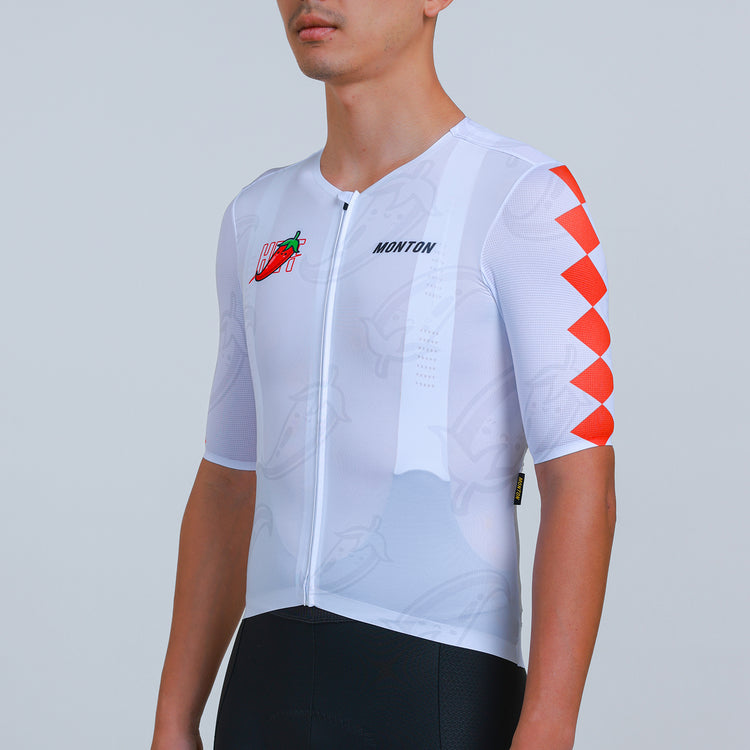 Men's Cycling Jersey Chili Pepper White