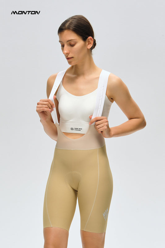 Women's Cycling Bib Shorts 25-Minima Khaki