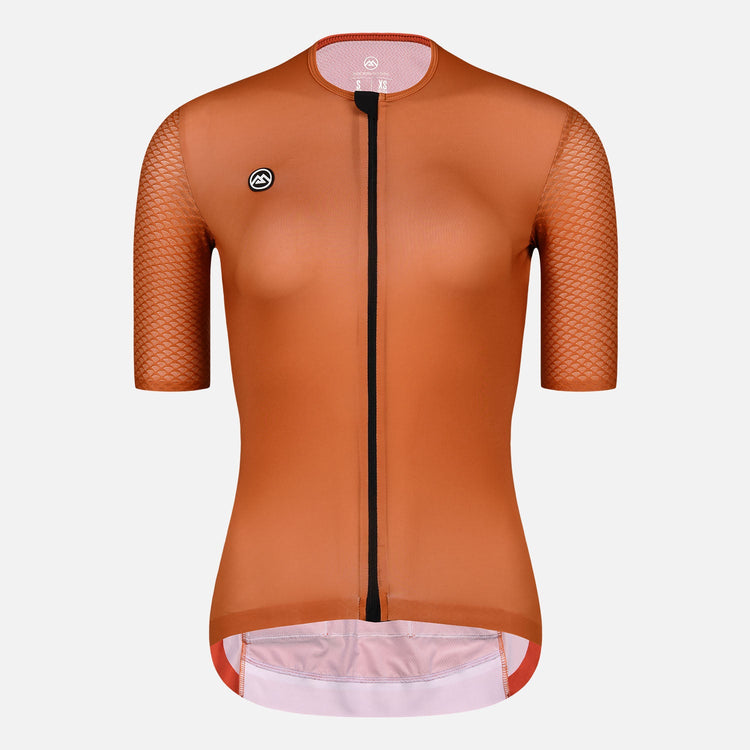 orange cycling jersey womens